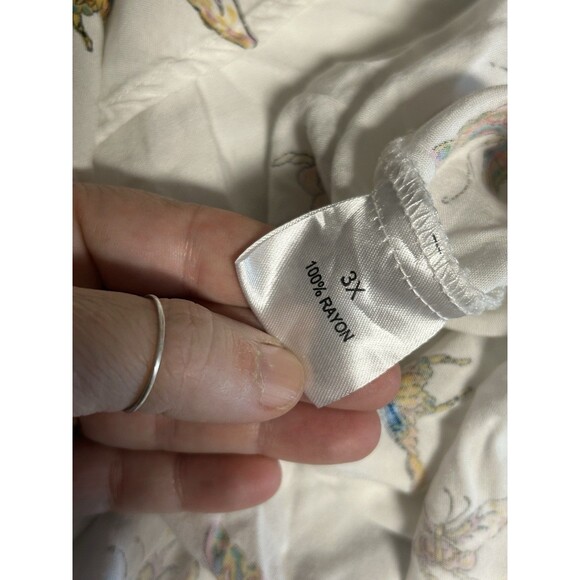 jane and delancey top White Summer Boho Soft Button Up Butterfly Collared Sz 3X - Picture 6 of 8